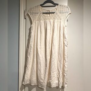 Cream linen blend shift dress